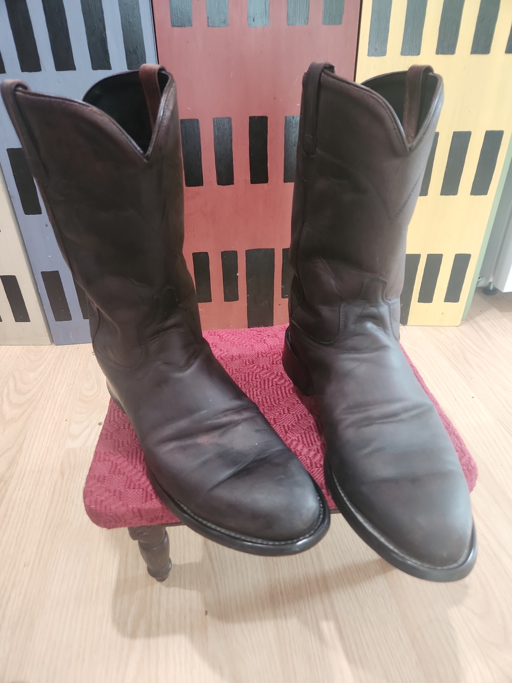 Men's Brown Leather Western Boots By Old West Size12D